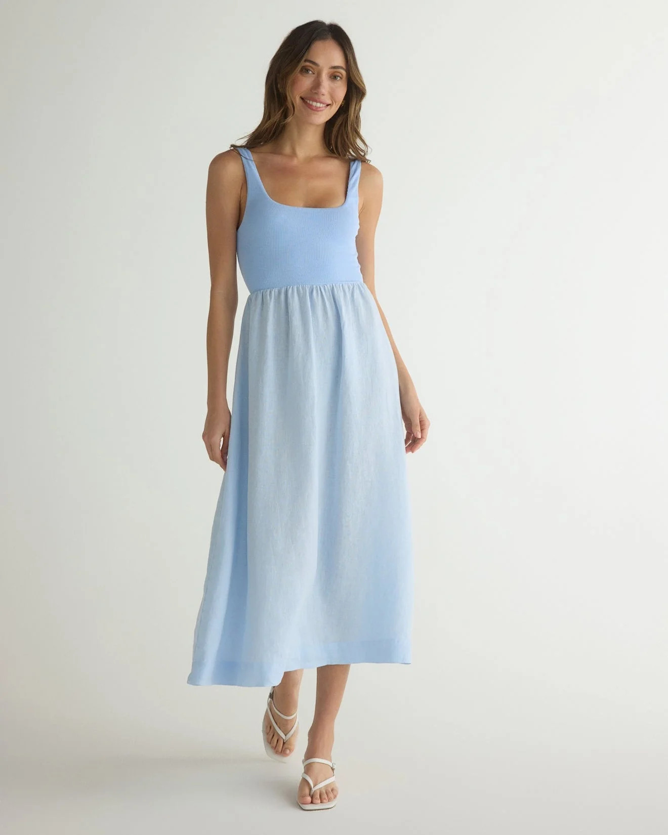 Sleeveless Knit Combo Dress - Blue Periwinkle - Bella Dahl | Bella Dahl
