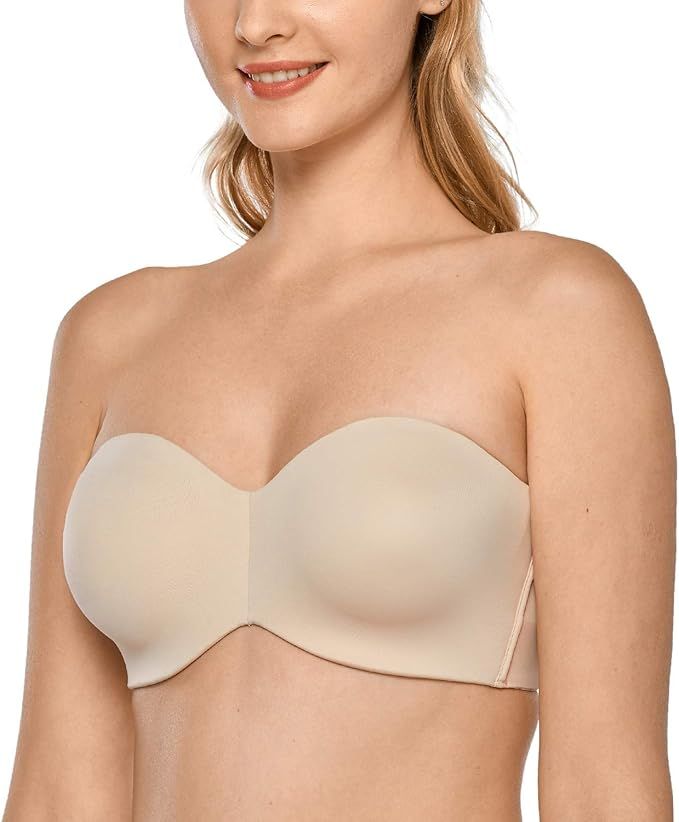 DELIMIRA Women's Strapless Bra Unlined Underwire Minimizer Plus Size Support | Amazon (US)