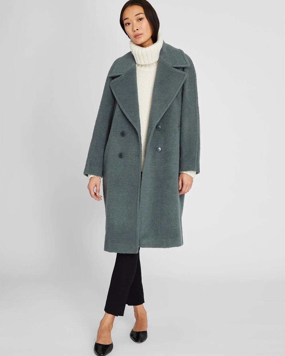 Double-Breasted Textured Relaxed Coat | Club Monaco (Global)