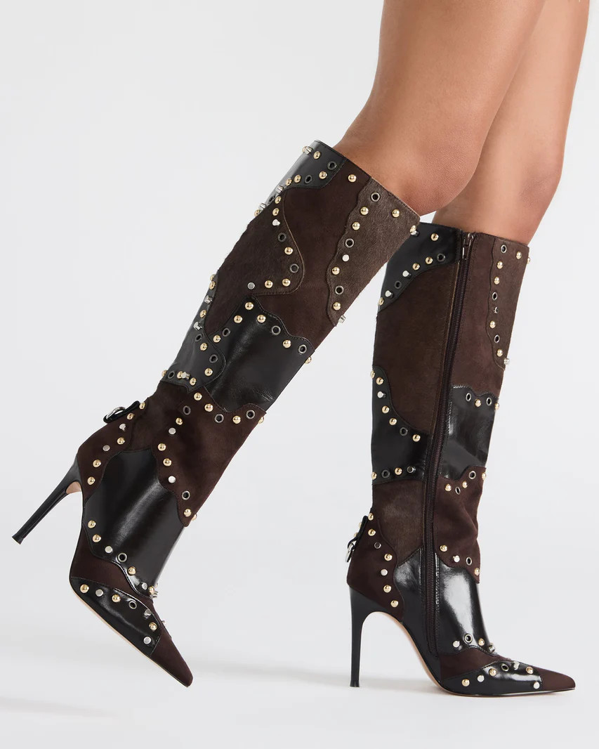 REVIVE Brown Multi Pointed-Toe Knee-High Stiletto Women's Boot | Steve Madden (US)