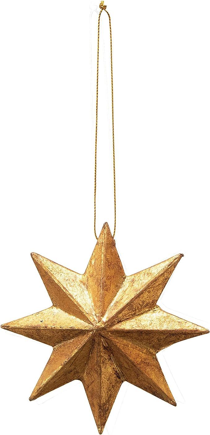 Creative Co-Op 4" H Handmade Paper Mache Star, Gold Finish (Each One Will Vary) Ornaments, Multi | Amazon (US)