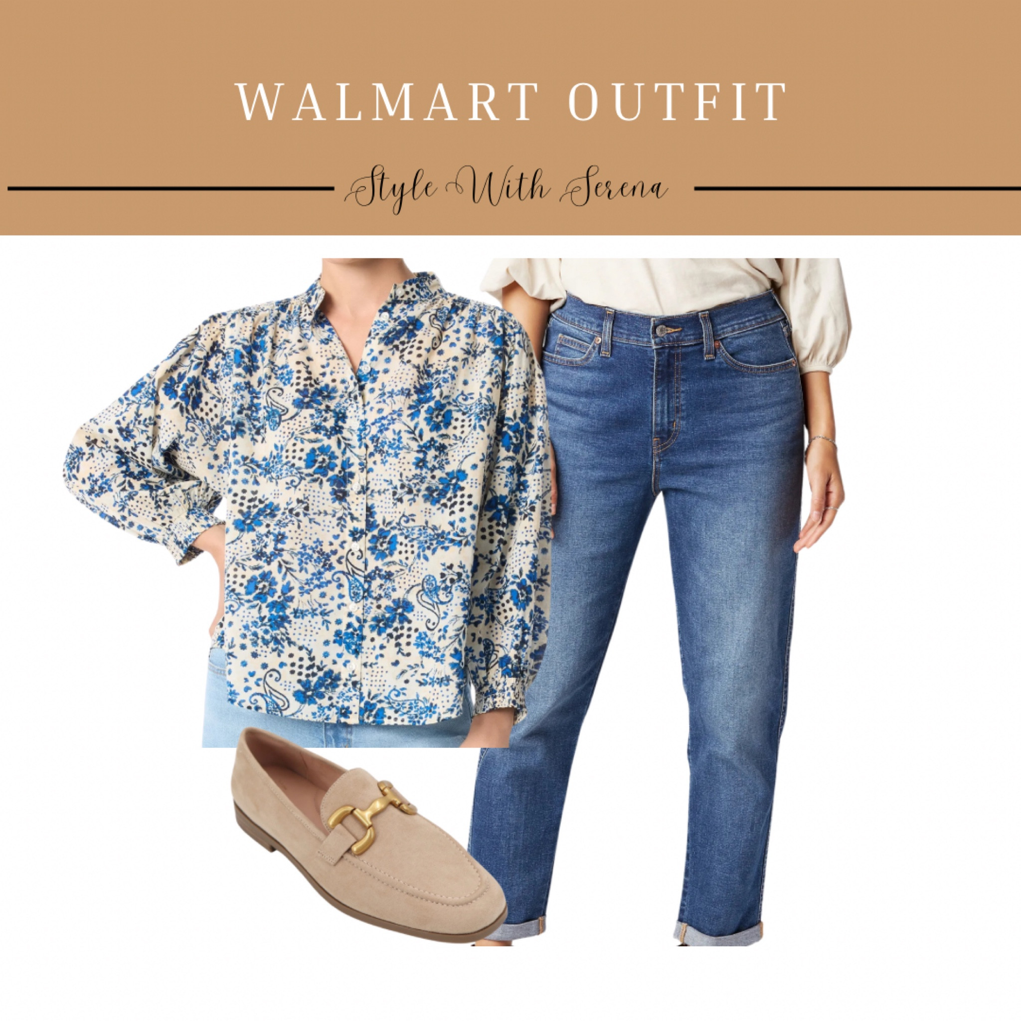 Walmart outfit, Walmart fashion, Walmart finds, blouse, floral blouse, jeans, denim, loafers 

#LTKFindsUnder50 #LTKOver40 #LTKStyleTip