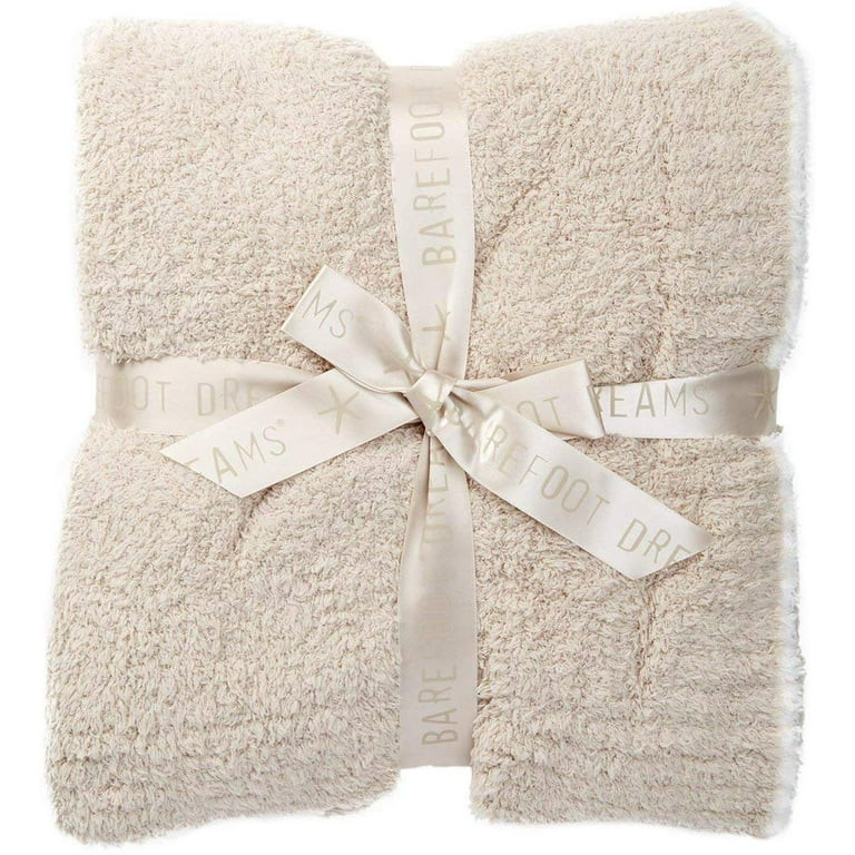 Barefoot Dreams Contrast Trim Throw Blanket 45" x 60" (Stone/White) | Walmart (US)