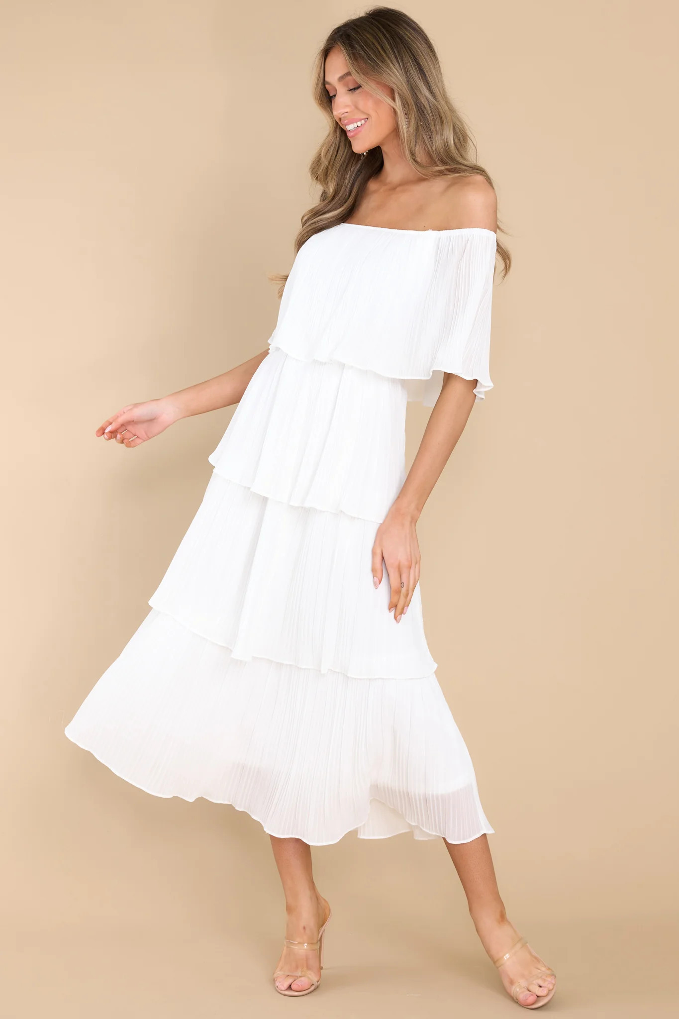 See It Happen White Midi Dress | Red Dress 