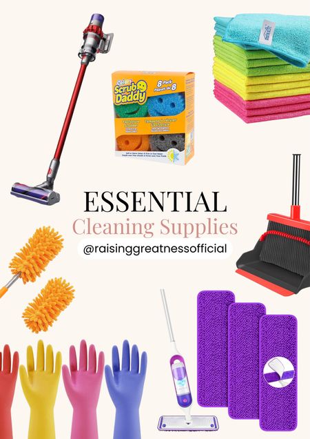 Discover the ESSENTIAL cleaning supplies you need to keep your space spotless! From versatile microfiber dusters and electric spin scrubbers to baseboard cleaner tools and reusable mop pads, this collection has you covered. Elevate your cleaning routine with efficient tools like a stand-up broom and dustpan set, Scrub Daddy colors for flexible scrubbing, and durable rubber dishwashing gloves. Grab these must-have items for a sparkling clean home! 🧹✨ #EssentialCleaning #CleaningSupplies