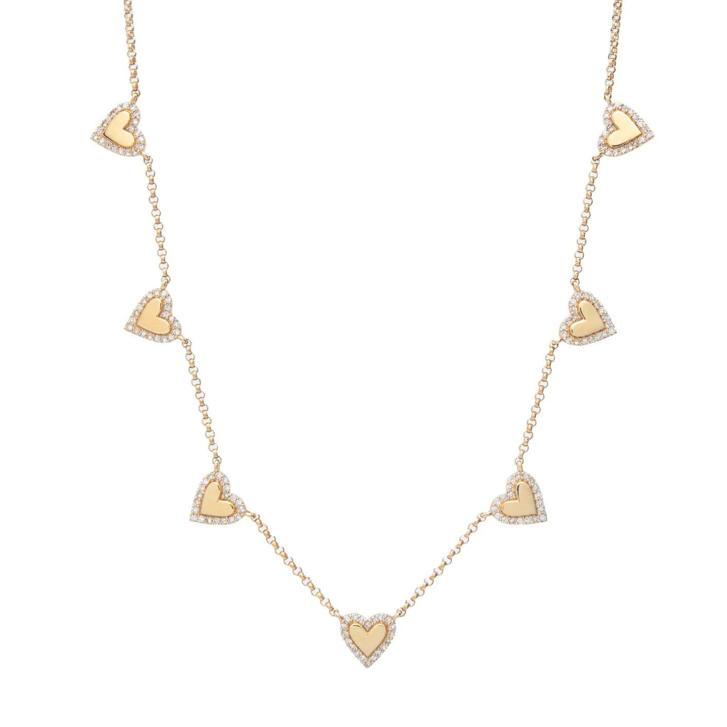 Pave Border Heart Dangle Necklace | LINDSEY LEIGH JEWELRY