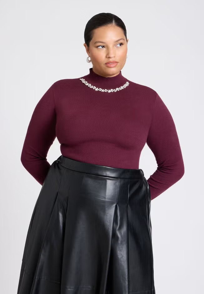 Embellished Neckline Sweater | Eloquii