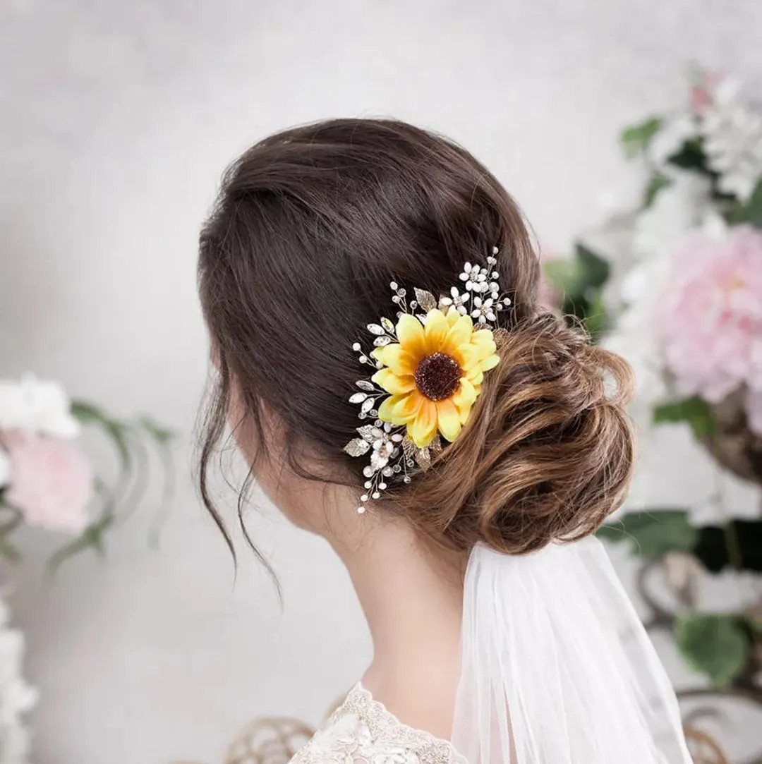 Sunflower Hair Accessory Sunflower Hair Piece Sunflower Wedding Clip Fall Floral Hairpiece Fall W... | Etsy (US)