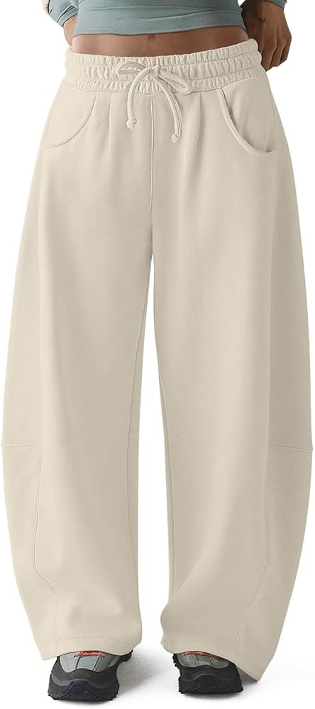 HeSaYep Women's Fleece Lined Sweatpants Barrel Leg Baggy Sweat Pants Winter Thermal Cotton Pants ... | Amazon (US)