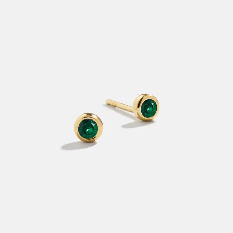 18K Gold Birthstone Stud Earrings - Emerald | BaubleBar