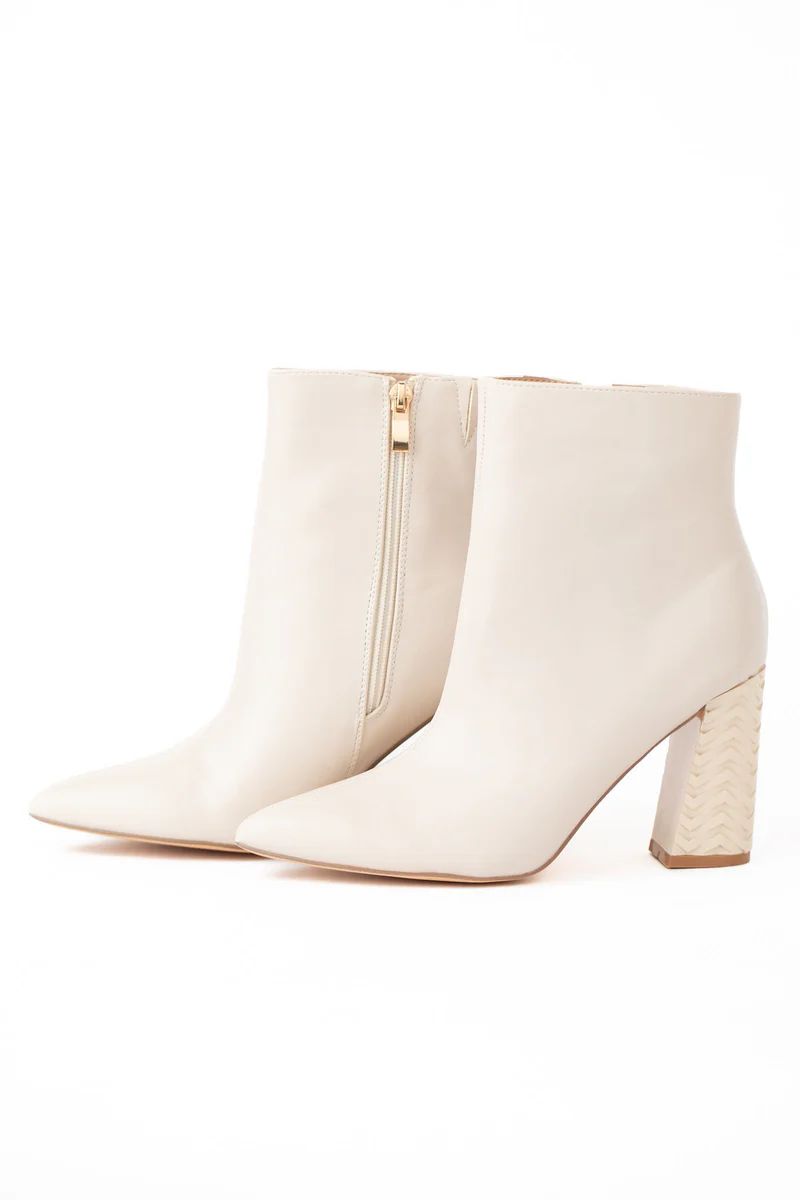 Ivory Ankle Boots - Women's Faux Leather Ivory Booties | Avara