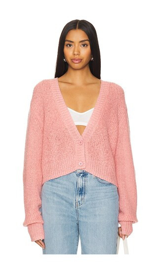 Susana Monaco Mohair Sweater Cardigan in Pink. - size M | Revolve Clothing (Global)