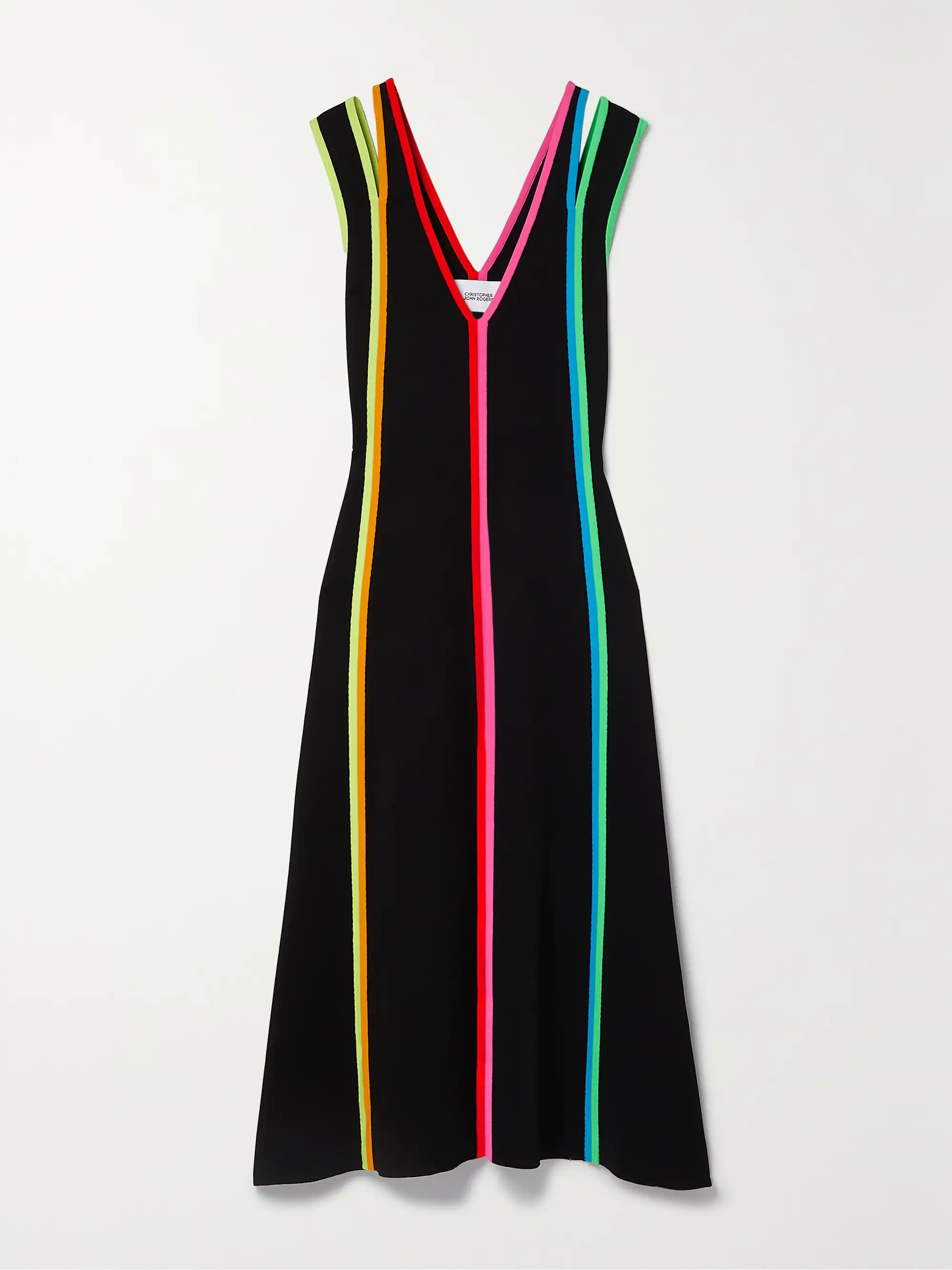 Striped stretch-knit midi dress | NET-A-PORTER (US)