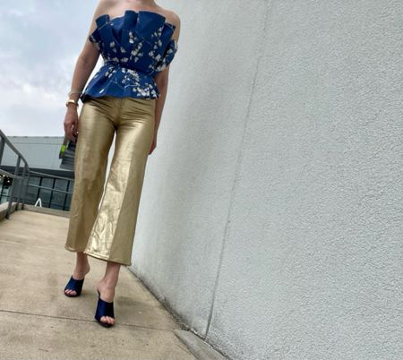 Who says you have to go softly into spring? I’m loving this bold blue and the gold jeans! #investmentpiece 

#LTKSeasonal #LTKstyletip #LTKover40