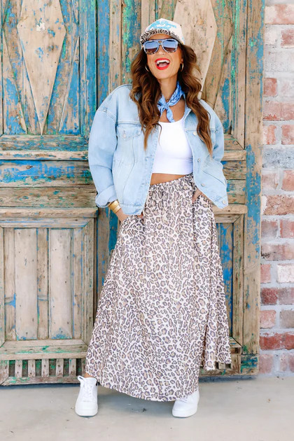 Wide Side Leopard Maxi Skirt | The Willow Tree
