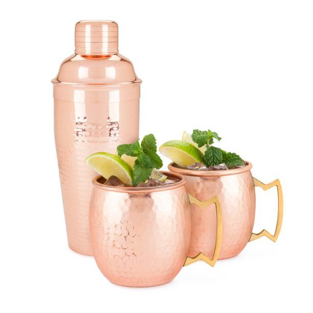 Twine 3998 Old Kentucky Home Hammered Copper Bar Set, 2 Moscow Mule Mugs | Walmart (US)