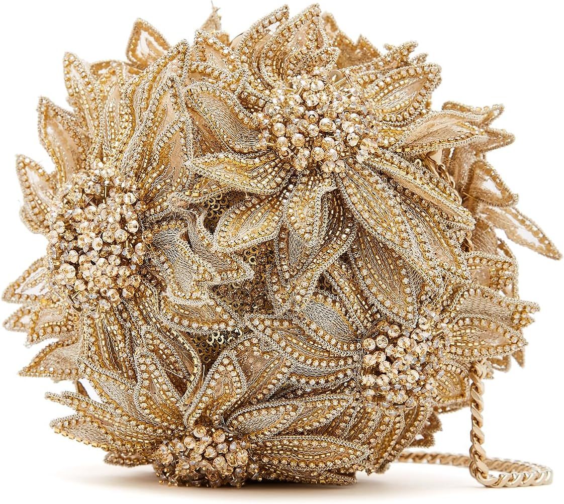 Amazon.com: Oscar de la Renta, Sunflower Crystal Embroidered Billiard Bag, Champagne : Luxury Sto... | Amazon (US)