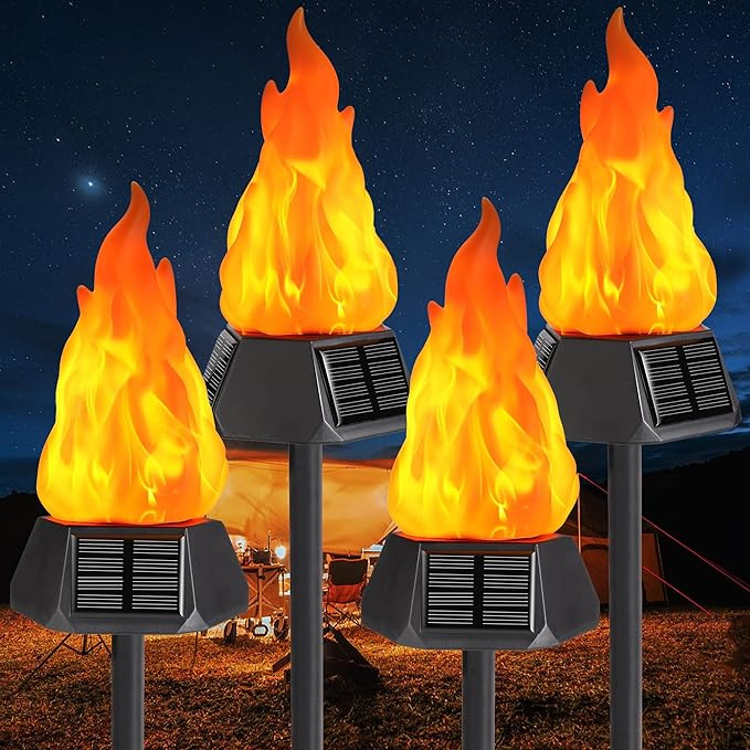 Toodour Solar Halloween Lights Outdoor, 4 Pack Solar Torch Lights with Flickering Flame, Waterpro... | Amazon (US)