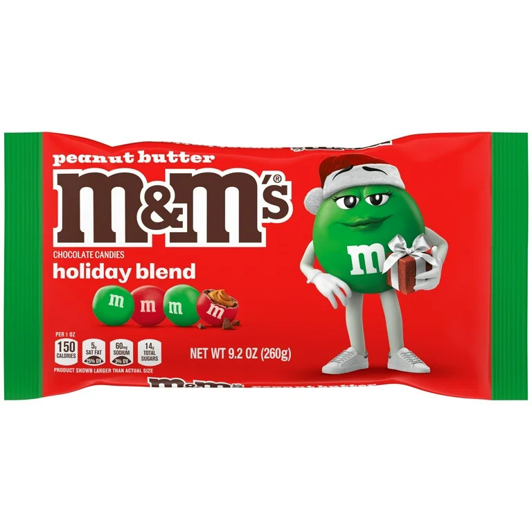 M&M's Peanut Butter Milk Chocolate Red and Green Christmas Candy - 9.2 oz Bag | Walmart (US)