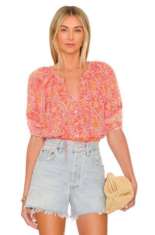 Cleobella Layla Blouse in Blossom Block Print from Revolve.com | Revolve Clothing (Global)