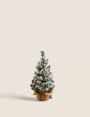 1.5ft Pre-lit Snowy Christmas Tree | M&S | Marks & Spencer (UK)