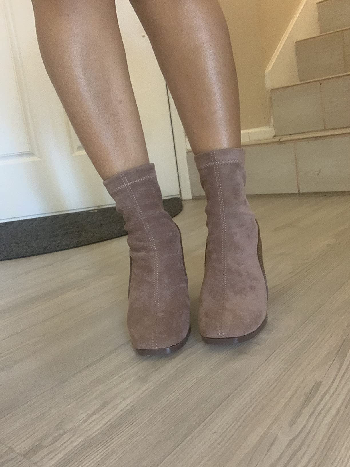 Zelaprox Women's Square Toe Ankle Boots Low Block Heel Chelsea Boots Back Zipper Comfortable Mid ... | Amazon (US)