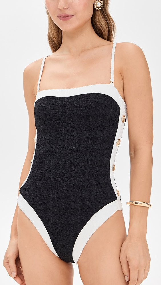 L'AGENCE Tory Colorblock Chic Bandeau One Piece | Shopbop | Shopbop