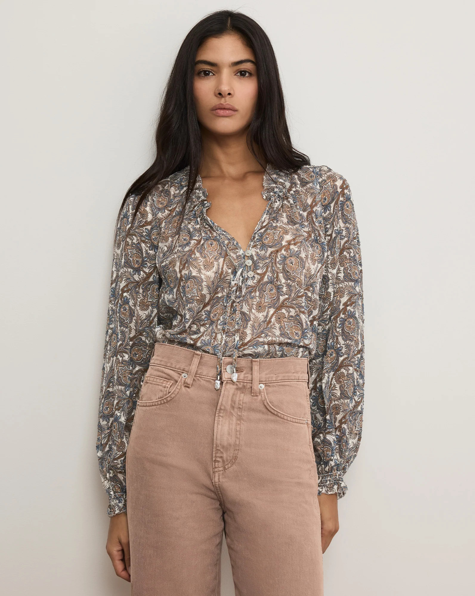 Hickory Silk Blouse | Veronica Beard