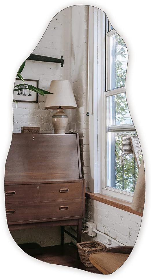 Irregular Body Mirror Wall Decor, Asymmetrical Wall Mirror for Living Room Bathroom Entryway, Mod... | Amazon (US)