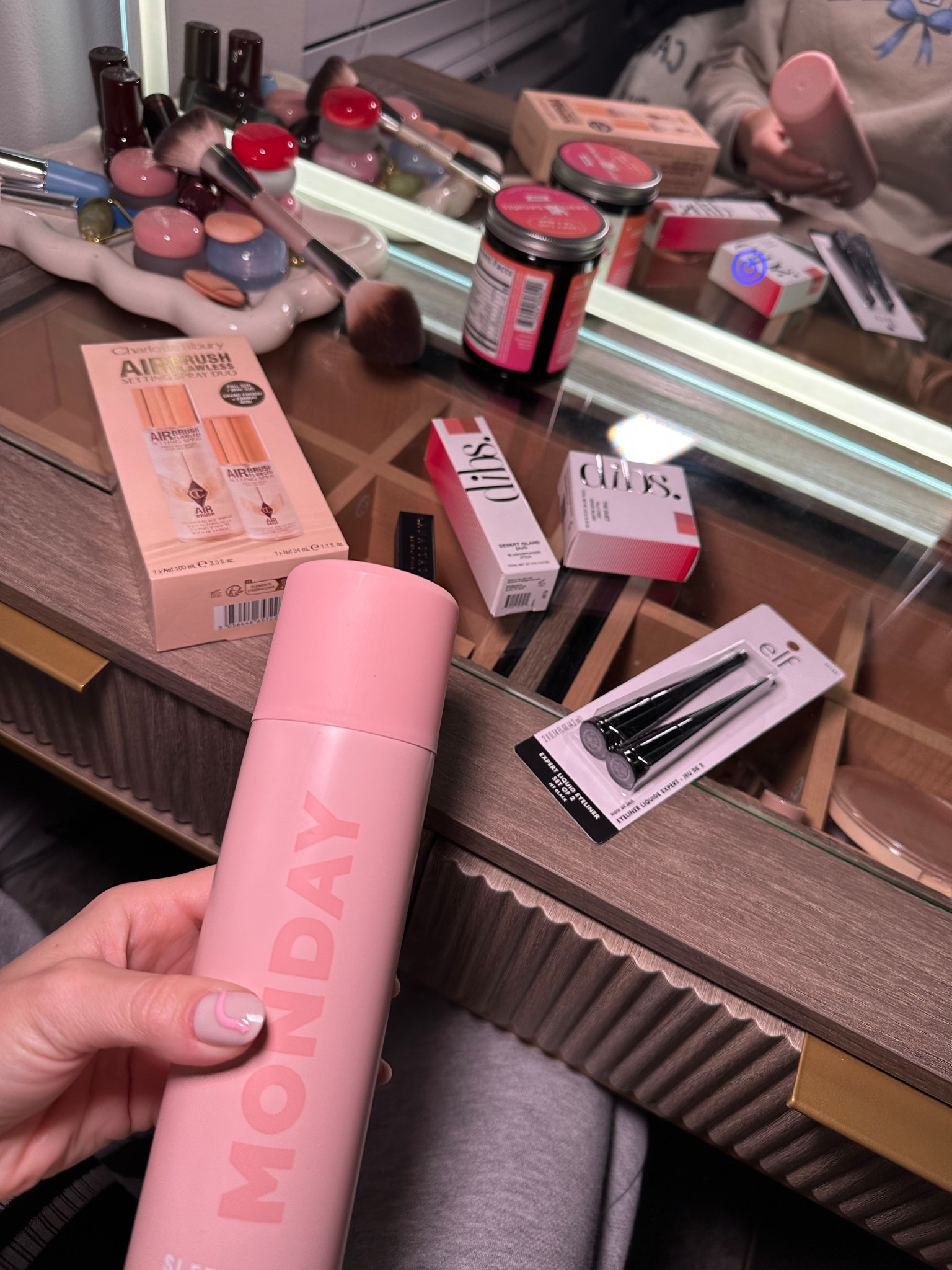 Mini haul from @ulta !! 

@e.l.f liquid liner set 
@anastasiabeverlyhills brow wiz precision eyebrow pencil mini 
@dibsbeauty duo blush & bronzer stick #3
@dibsbeauty duet baked blush duo
@monday sleek hold hairspray 
@charlottetilbury airbrush flawless setting spray duo 

#LTKMothersDay #LTKgrwm #LTKBeauty