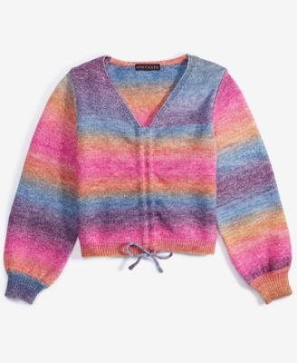 With Jules Big Girls Drawstring Rainbow Sweater - Multi | Macy's