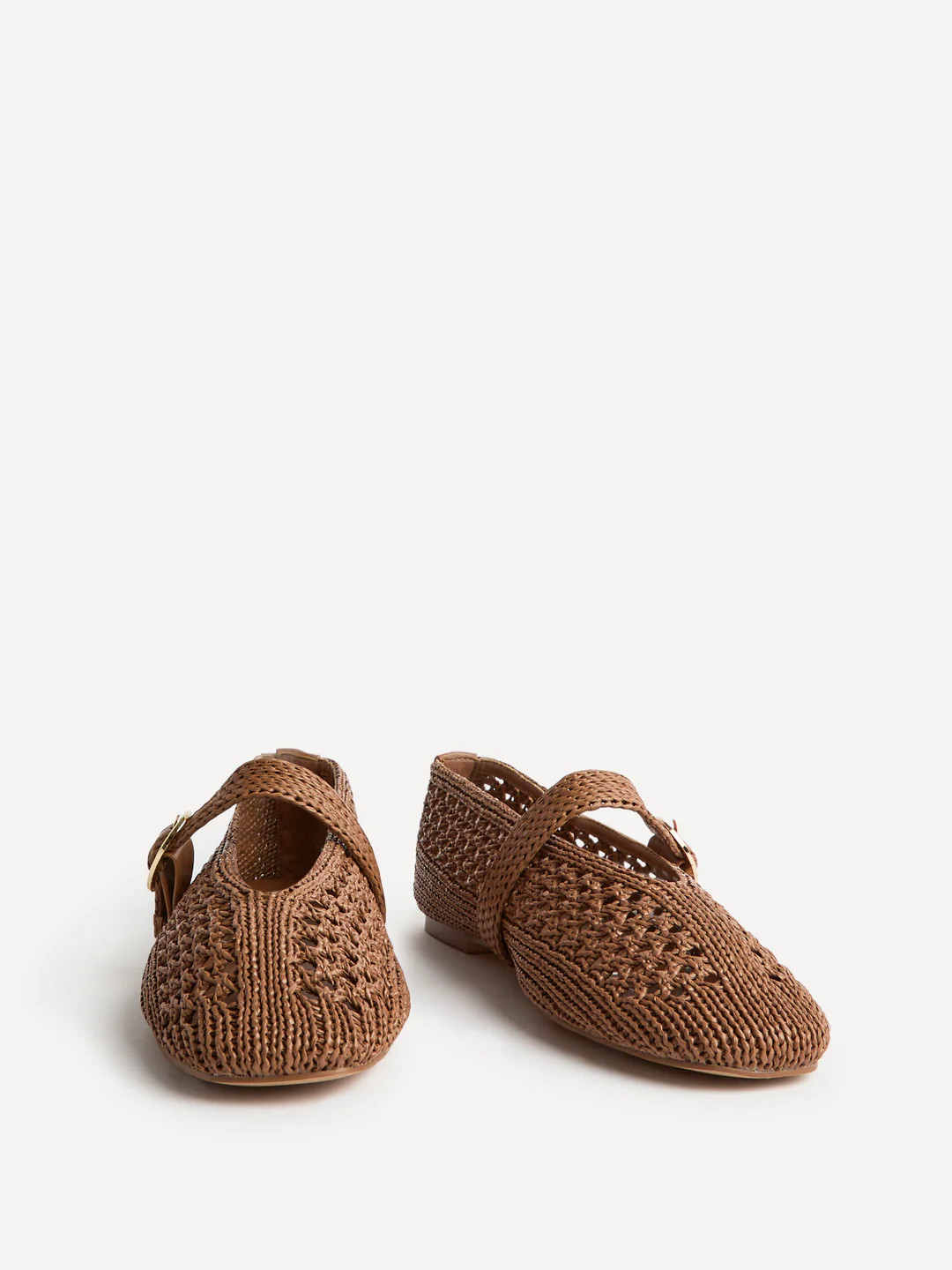 Genova Tan Handwoven Mary Jane Flats | Linzi Shoes