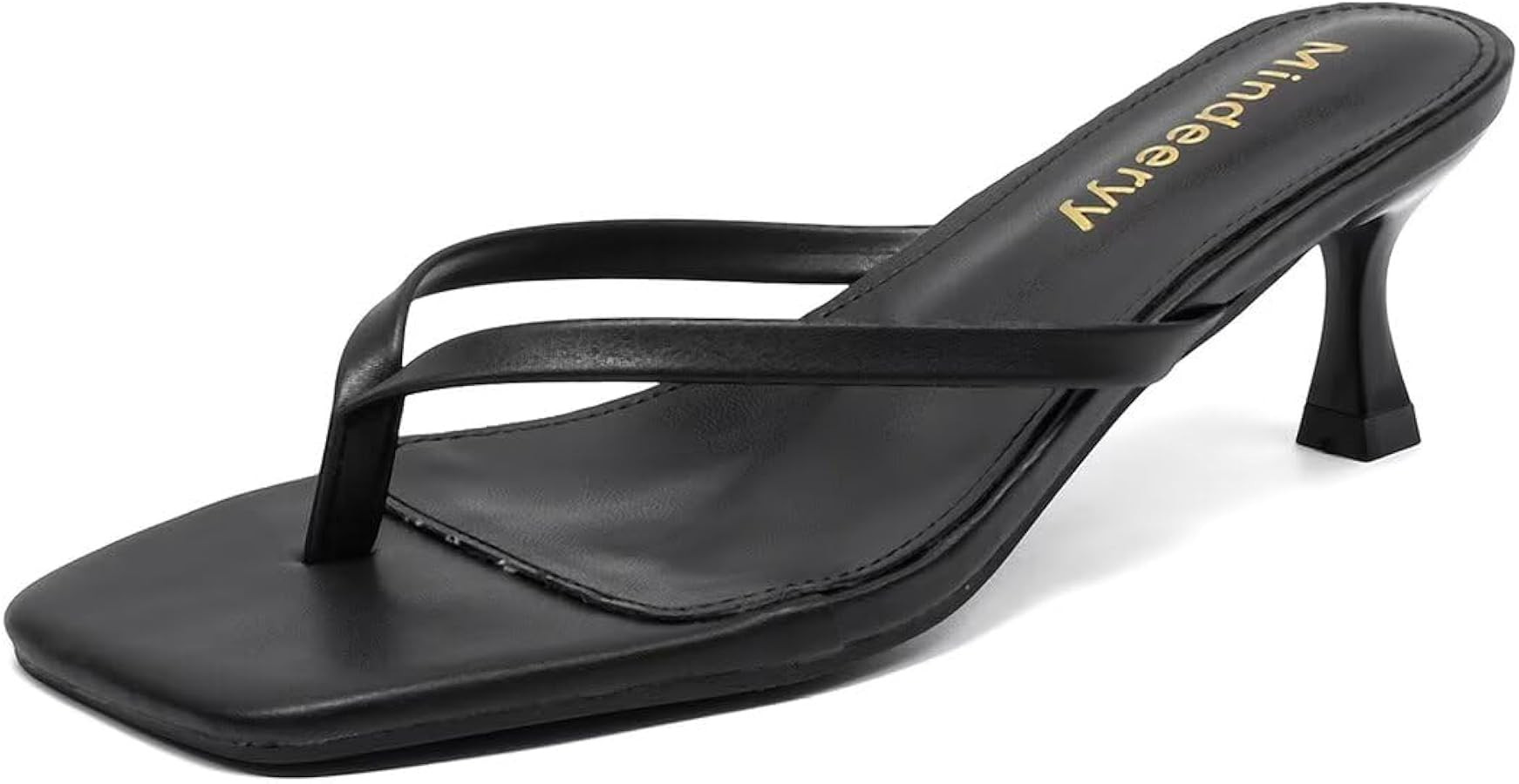 Thong Sandals Kitten Heels Square Toe Flip Flops Slip On Heels for Women Kitten Heel Sandals Low ... | Amazon (US)