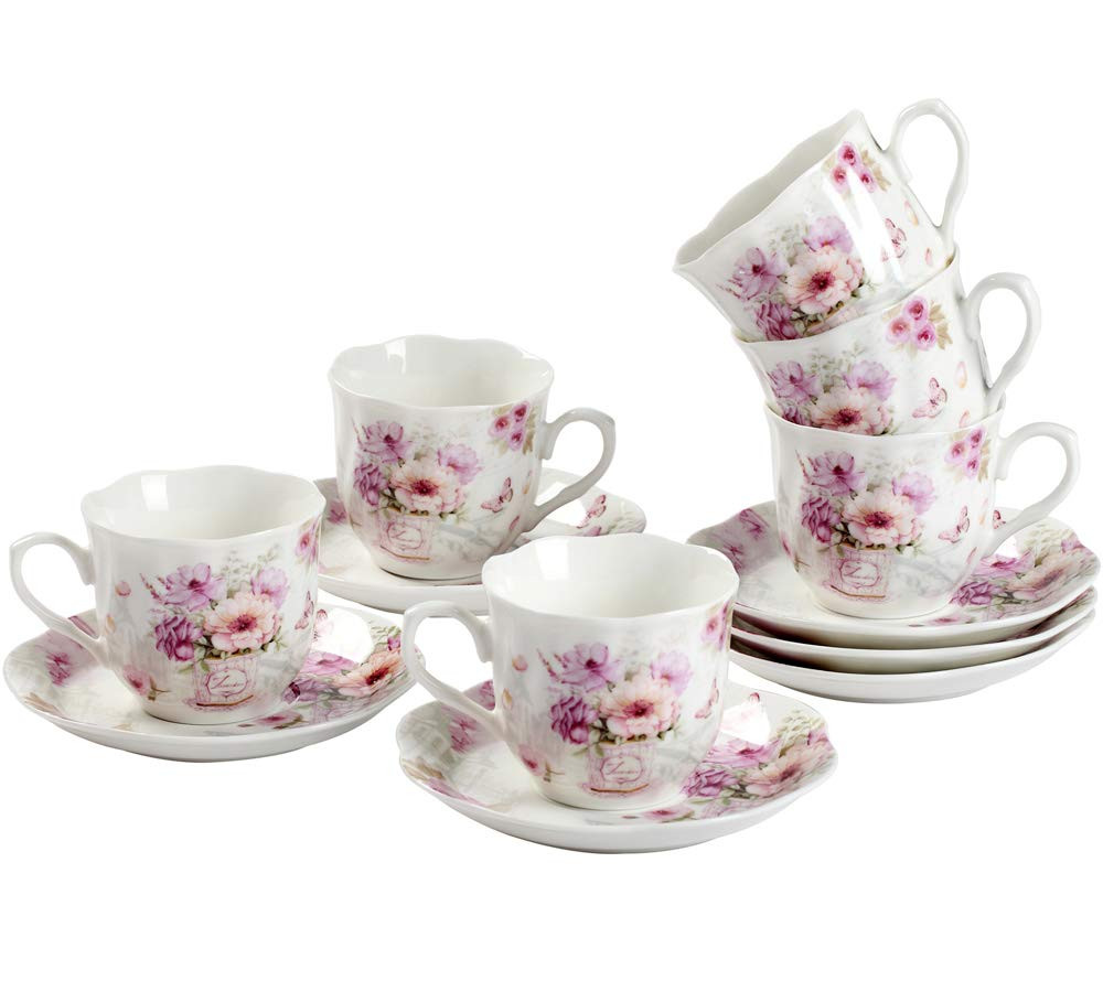 GuangYang （Tiny Size Fine Porcelain Mini Espresso Turkish Cups and Saucers Set of 6, 2 Ounces o... | Amazon (US)