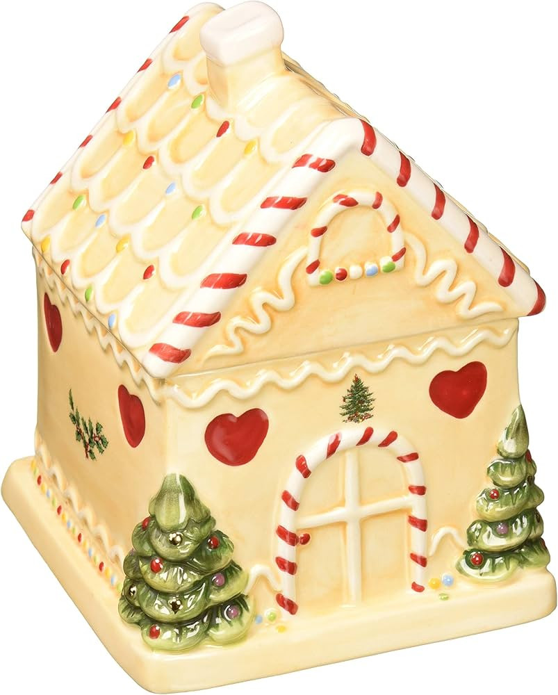Spode Christmas Tree Gingerbread House Candy Jar - 7-Inch Christmas Cookie Jar in Fine Earthenwar... | Amazon (US)