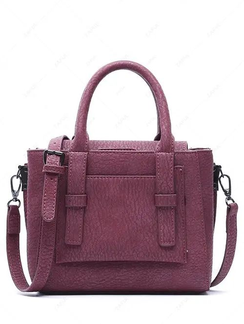 Straps PU Leather Solid Color Tote Bag | ZAFUL (Global)
