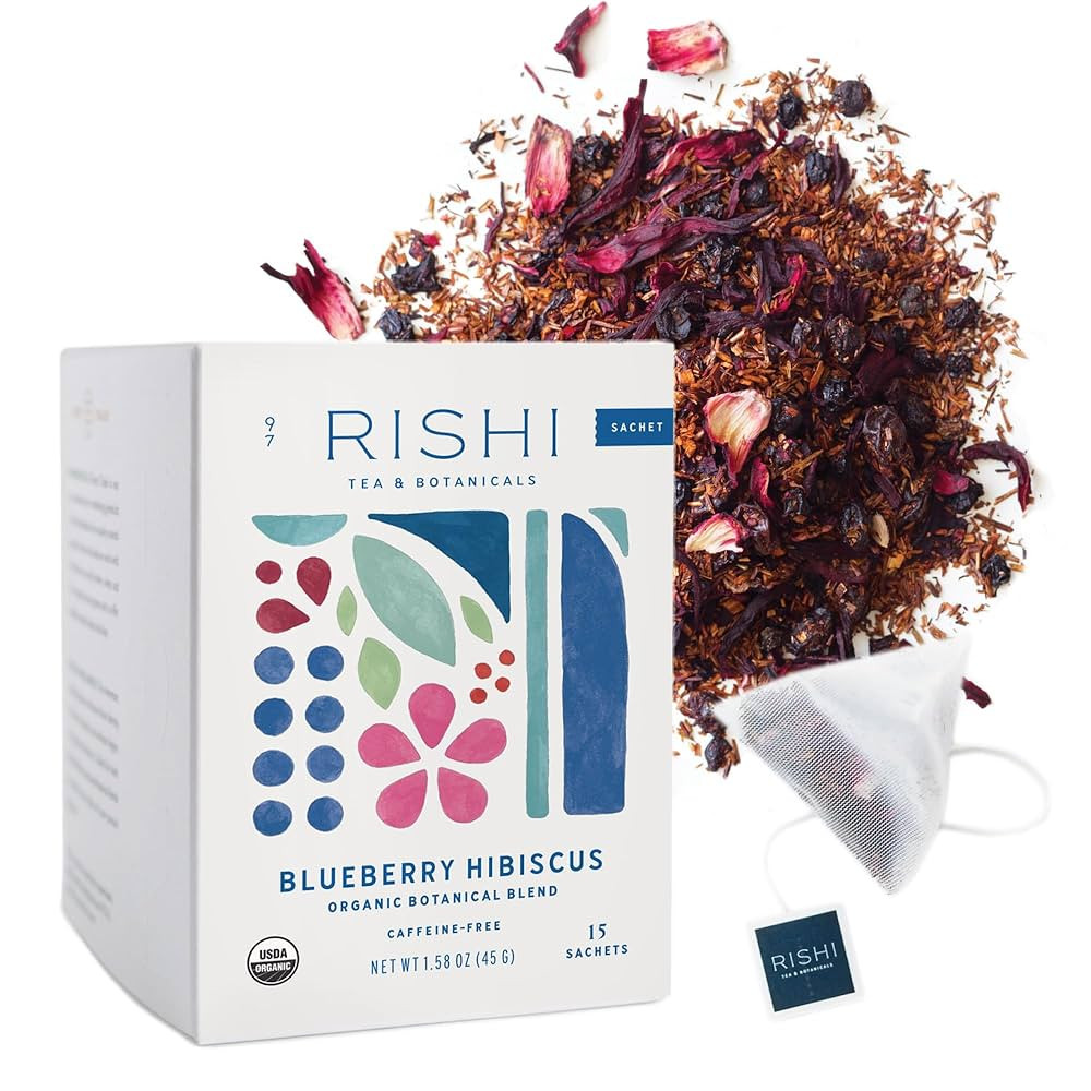 Rishi Tea Blueberry Hibiscus Herbal Tea - Organic, Caffeine Free Sachet Bags, Sweet & Tangy with ... | Amazon (US)