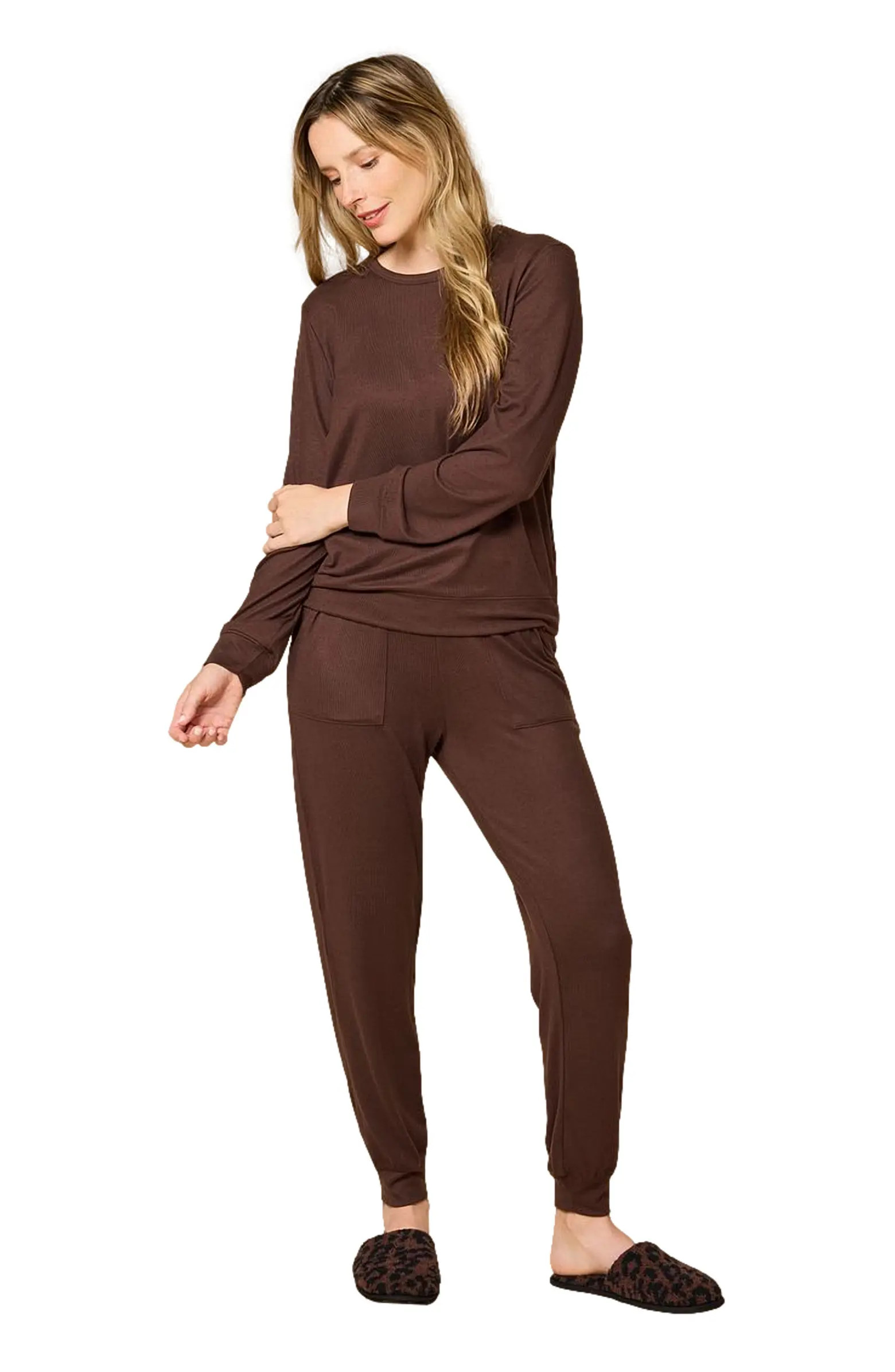 Dream Jersey Long Sleeve Crew Neck Lounge Set with Jogger Pant | Nordstrom