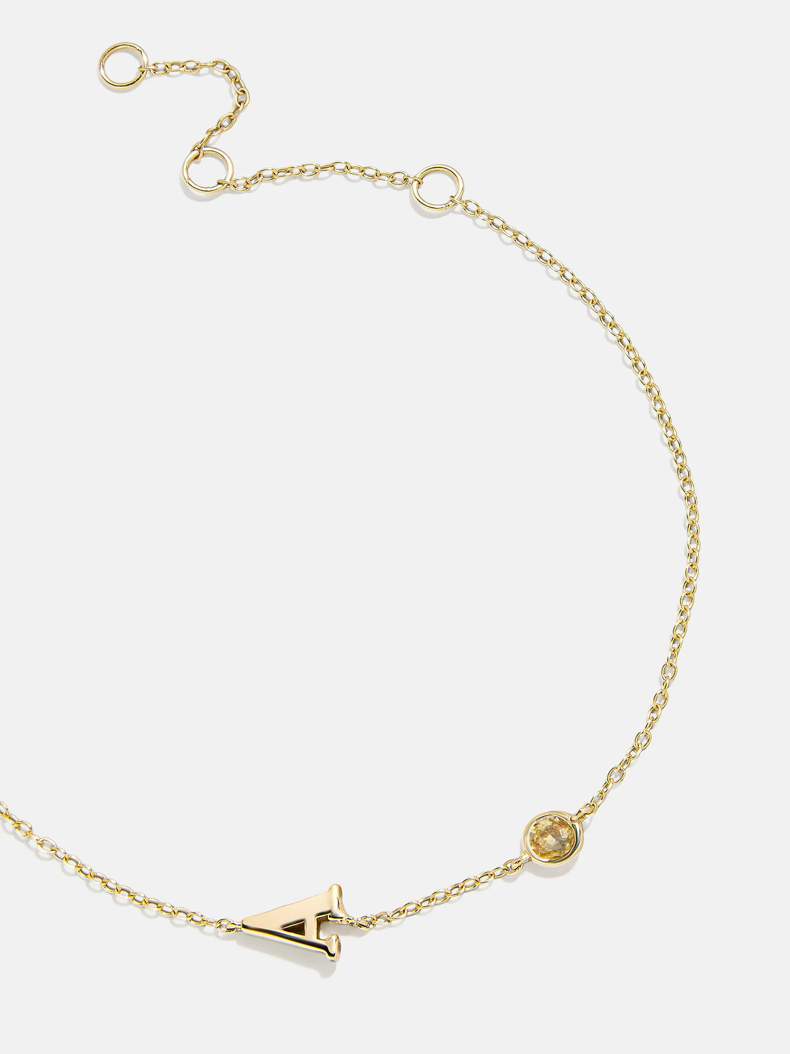 18K Gold Initial Birthstone Custom Bracelet - Topaz | BaubleBar