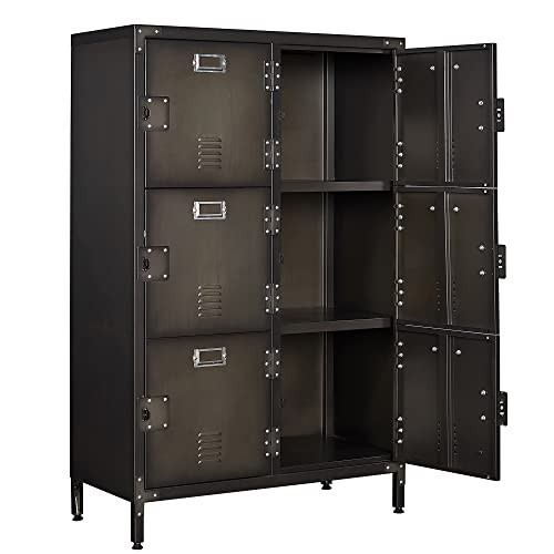 Metal Storage Cabinet, Storage Locker Employees Locker with 6 Doors, 47" Height Steel Cabinet with Lockable Doors, Storage Cabinet with Adjustable Feet for Home Office Gym. | Amazon (US)