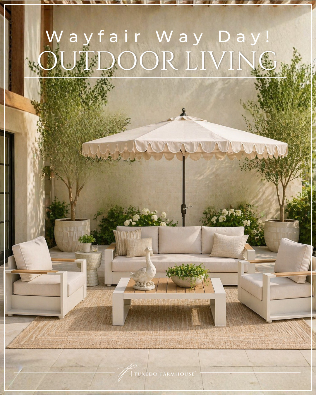 Sun-soaked, serene, and seriously chic 🤍✨ This is your sign to upgrade your outdoor space for Way Day!

Think neutral tones, layered textures, and timeless pieces that instantly elevate your patio into a resort-worthy retreat 🌿 The sculptural accents, cozy seating, and that scalloped umbrella = effortless elegance with a side of shade ☀️

If you’ve been waiting to refresh your outdoor setup, THIS is the moment—these deals won’t last long 👀

Tap to shop my full patio look + bring this elevated outdoor vibe home 🛋️🌾 #WayDay #LTKHome #OutdoorLiving 

 #LTKSeasonal #LTKHome #LTKSaleAlert