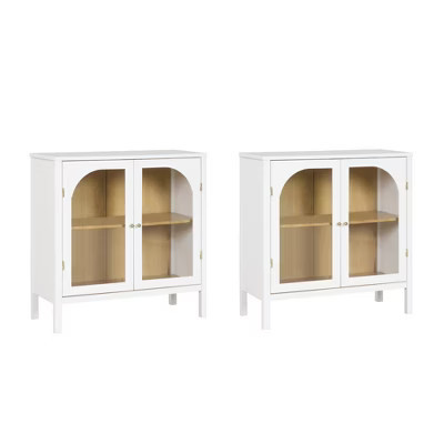 Nathan James Set of 2 Mason Console Cabinet with Doors White | Target