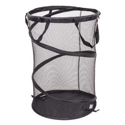 Pop-Up Mesh Laundry Hamper, Springform Steel Frame, Mesh Lining for Air Circulation, Large Capacity, Easy Set-Up, Compact Storage, Black | Target