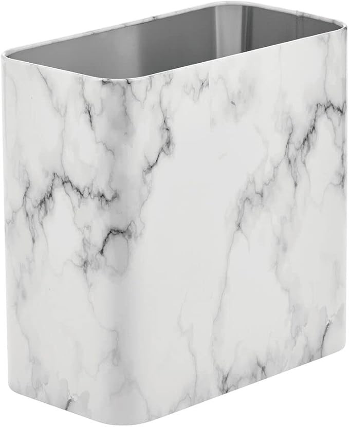 Amazon.com: mDesign Small Rectangular Steel Trash Can, Narrow Wastebasket, Slim Garbage Container... | Amazon (US)