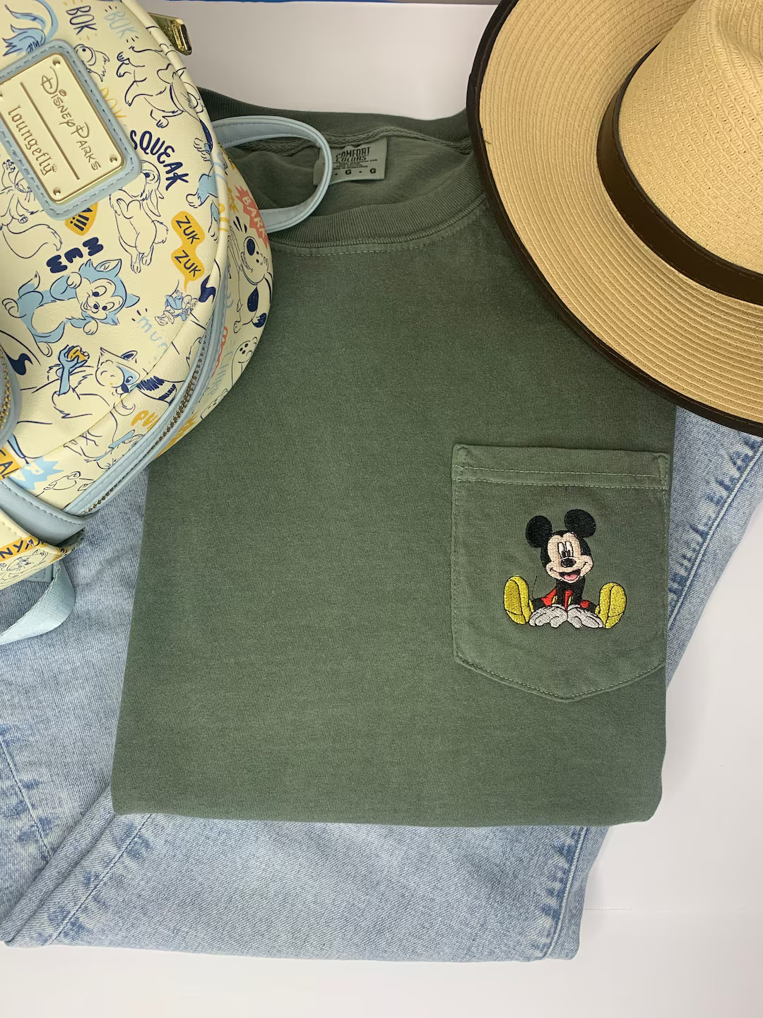 Vintage Mickey Embroidered Pocket Tee - Etsy | Etsy (US)