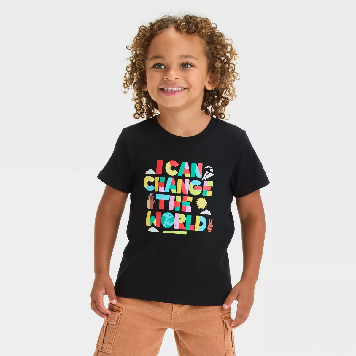 Toddler Boys' Change The World Graphic Short Sleeve Graphic T-Shirt - Cat & Jack™ Black | Target
