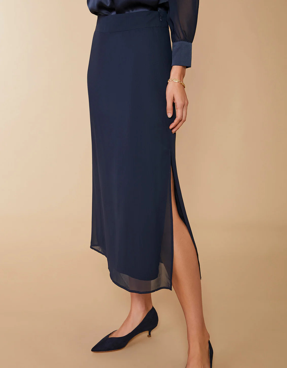 Briella Silk Skirt Slate Blue | Spartina 449