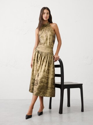 Metallic Midi Skirt | Banana Republic Factory