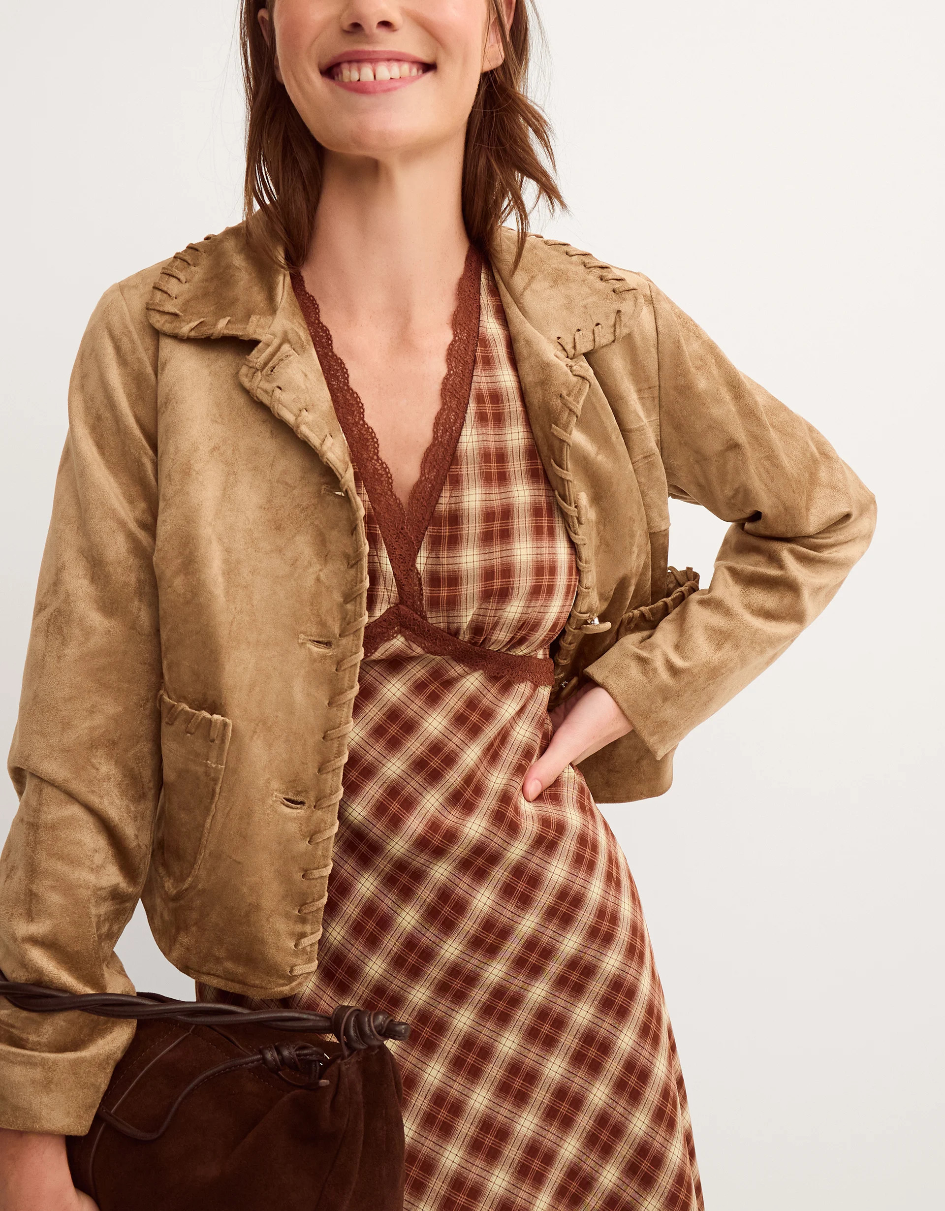 Sofia Faux Suede Jacket Ivory | Monsoon (UK)