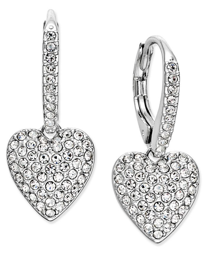 Pavé Heart Drop Earrings, Created for Macy's | Macys (US)